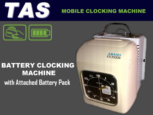 portable/Mobile Clocking system with Attached Battery Pack